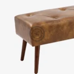 Nuthatch Leather Bench with Wooden Legs - Thumbnail 3