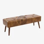 Nuthatch Leather Bench with Wooden Legs