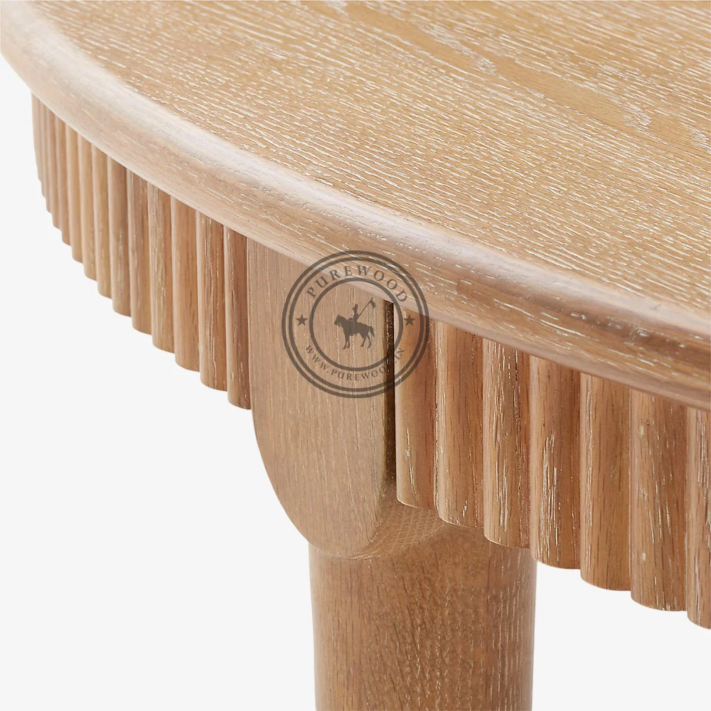 Woodpecker Round Cerused Oak Dining Table - Image 3