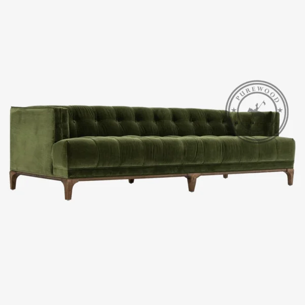Albi Green Velvet Fabric Sofa - Thumbnail 1