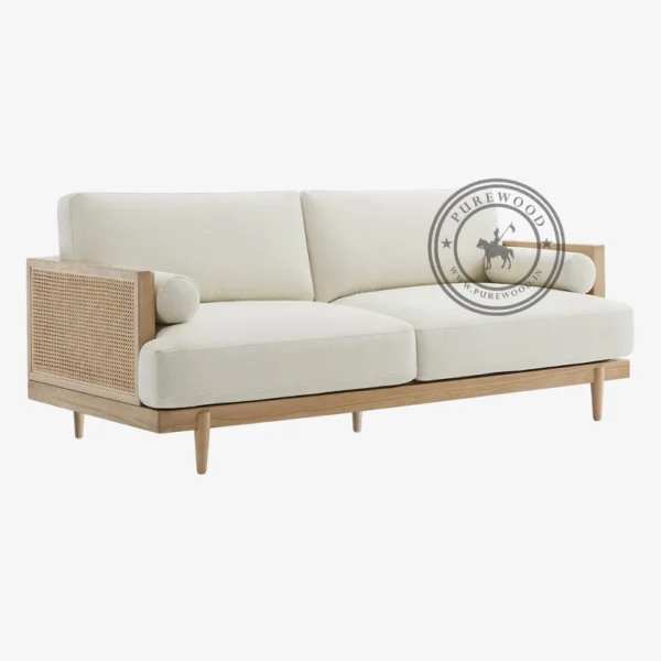 Arras Fabric Cane Sofa - Thumbnail 1