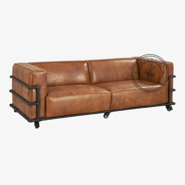 Avon Modern Leather Sofa - Thumbnail 1