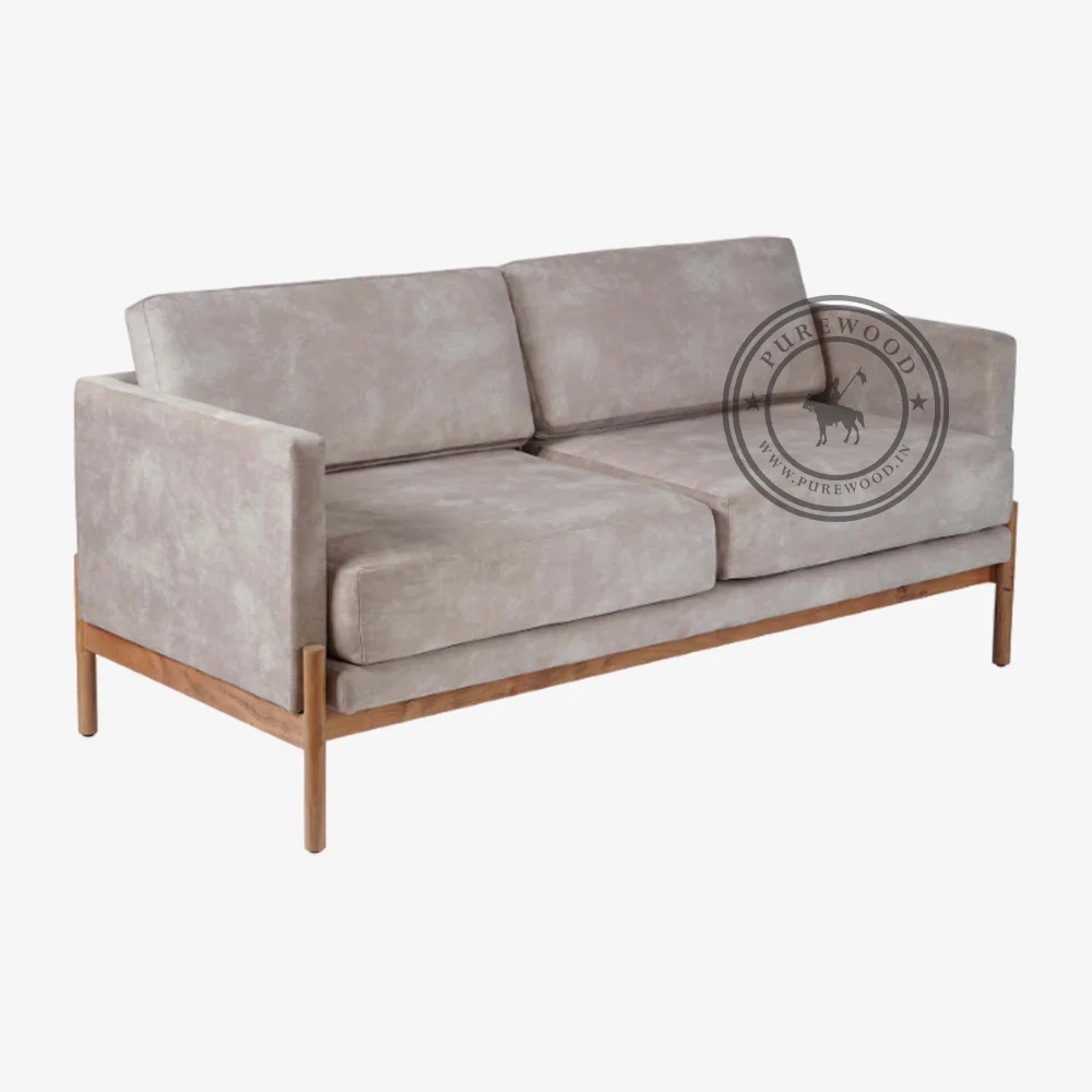 Cognac Grey Fabric Sofa