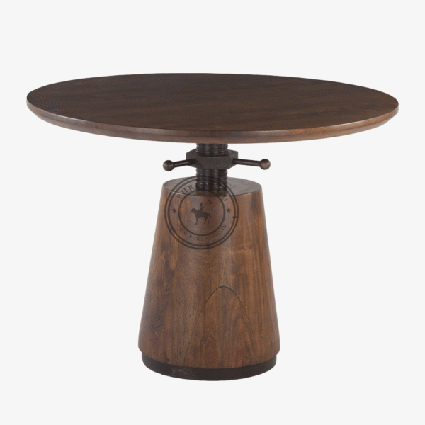 Matthew Industrial Modern Round Adjustable Table - Thumbnail 1