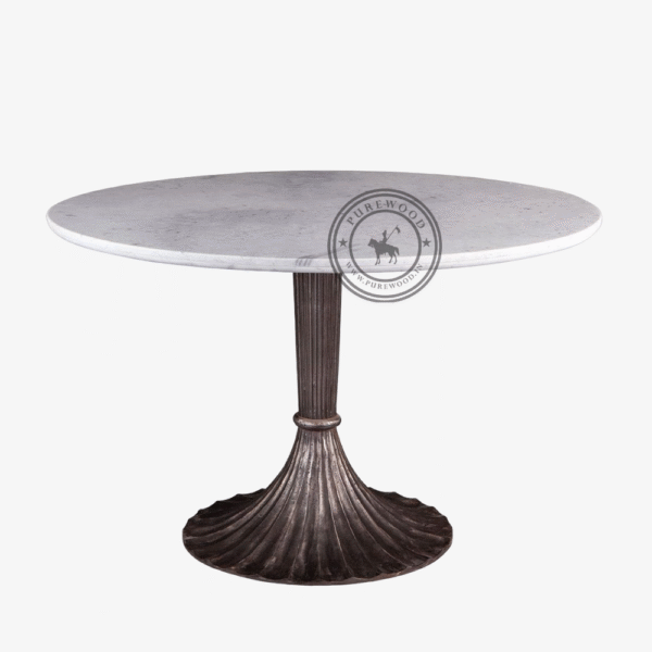 Peony White Marble Round Dining Table - Thumbnail 2