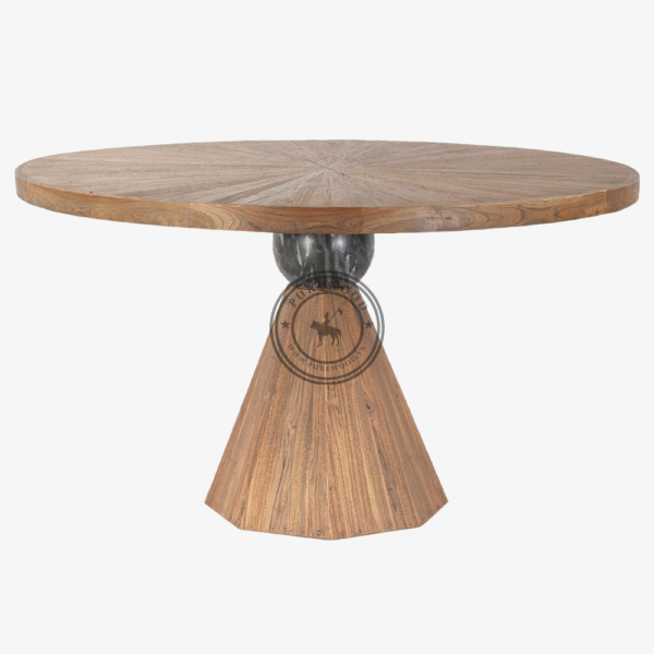 Poppy Round Marble Dining Table Octagonal Base - Thumbnail 1