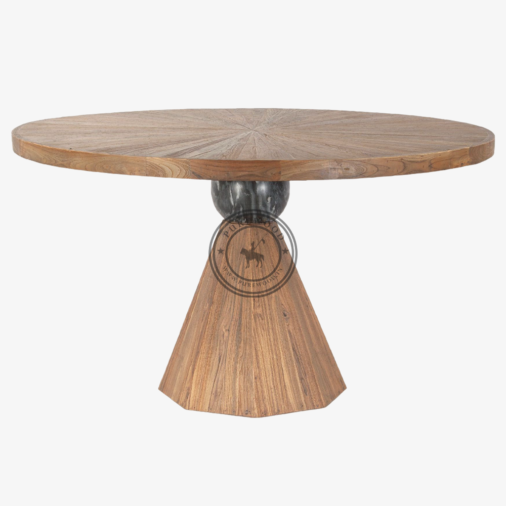 Poppy Round Marble Dining Table Octagonal Base
