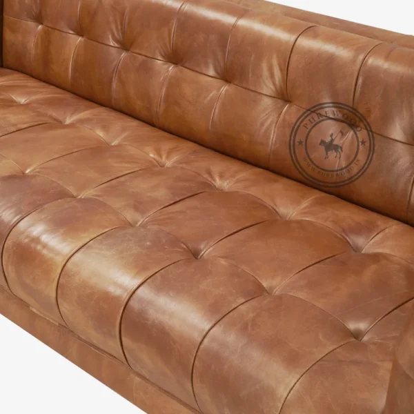 Sever Tufted Leather Sofa - Thumbnail 3