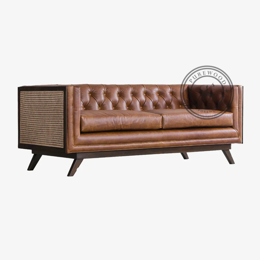 Mersey Rattan Leather Sofa